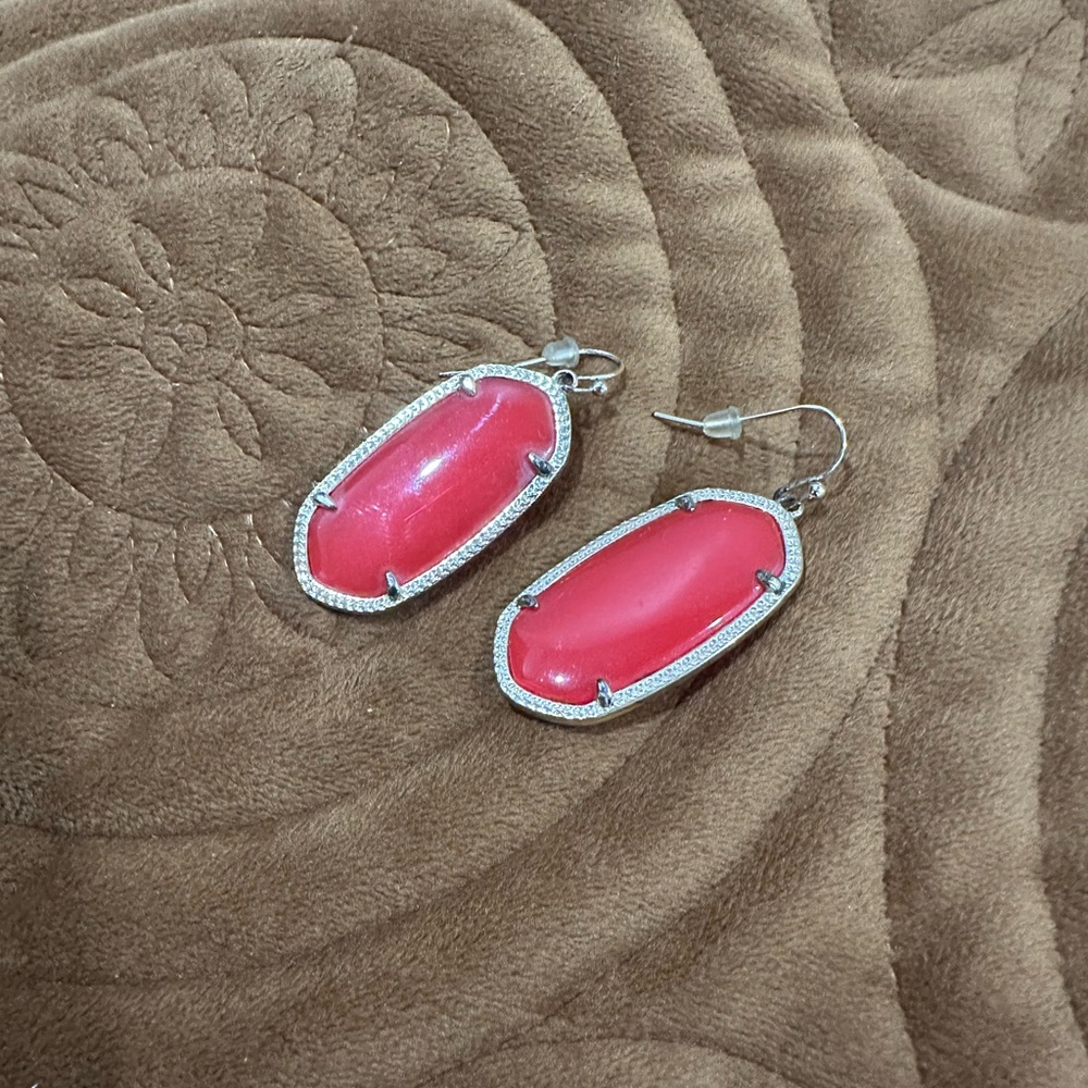 Kendra Scott Silver and Red Earrings